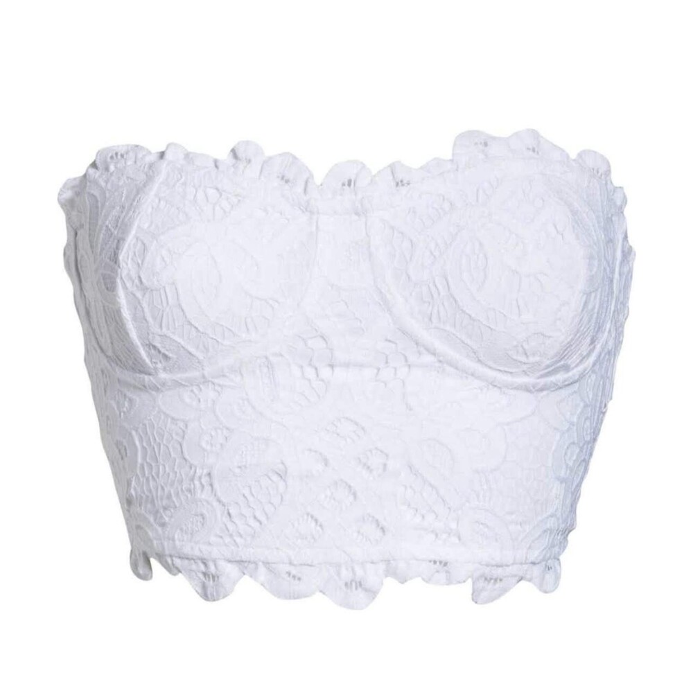 New Free People Corset Bra Top Women's SMALL White Adella Lace Strapless Stretch